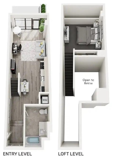 Floor plan for studio, 1 bath, 745 sqft